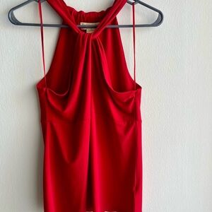 Michael Kors Red Knot-Neck keyhole opening Top Blouse Small